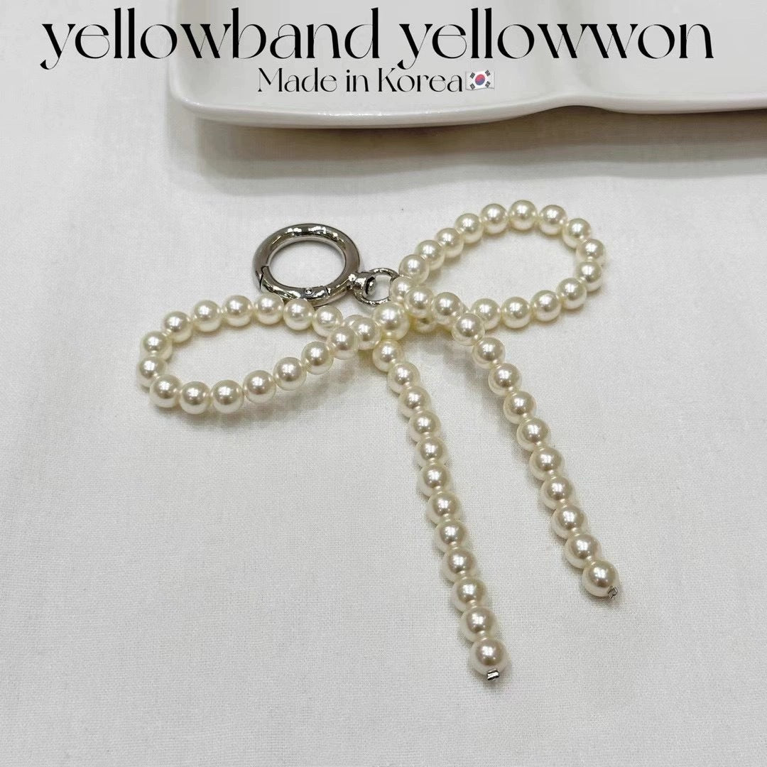 Chic Pearl Embellished Bow Accessory Charm Simple Ins Style Beaded Pearl Bowknot Bag Bag Charm Mobile Phone Charm