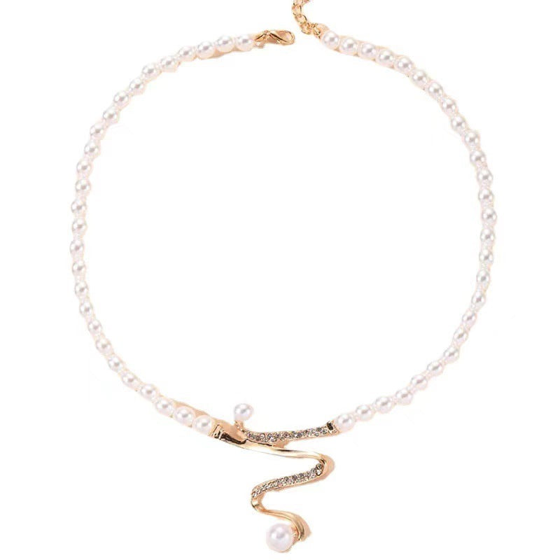 Pearl & Pave Swirl Necklace & Earring Set