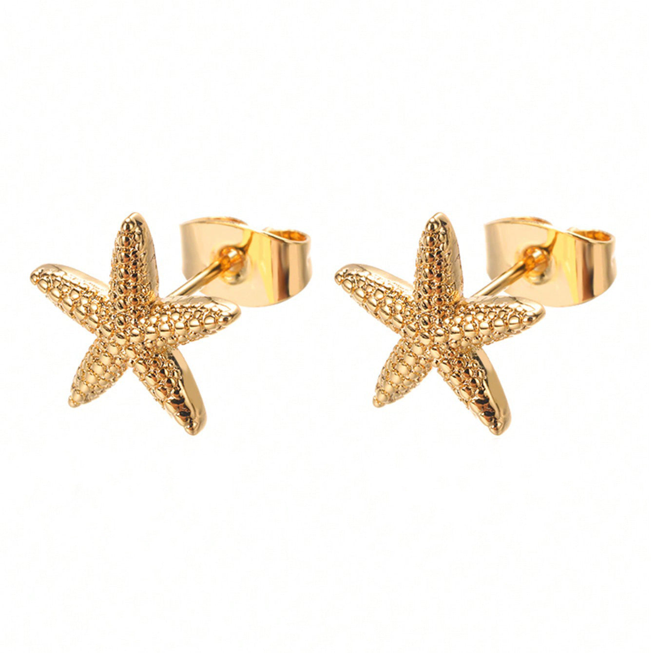 Golden Starfish Stud Earrings Beach Shell Starfish Stud Earrings Women