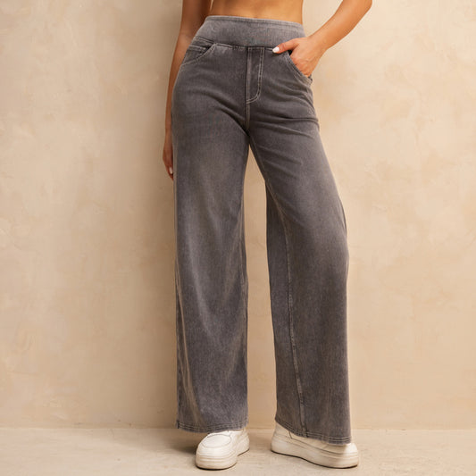 Casual High Waist Mid-light Gray Loose Jeans