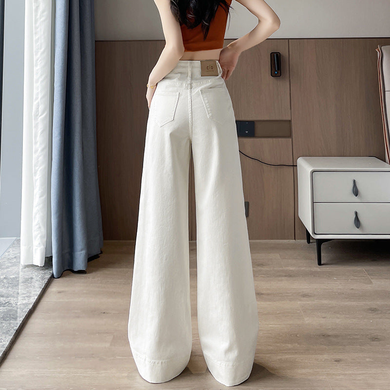 Classic Wide-Leg High Waist Jeans – Korean Minimalist Chic New High Waist Wide Leg Jeans Women Loose Casual