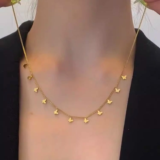 Delicate Gold Tone Multiple Butterfly Pendant Necklace Multiple Small Butterfly Necklaces For Women