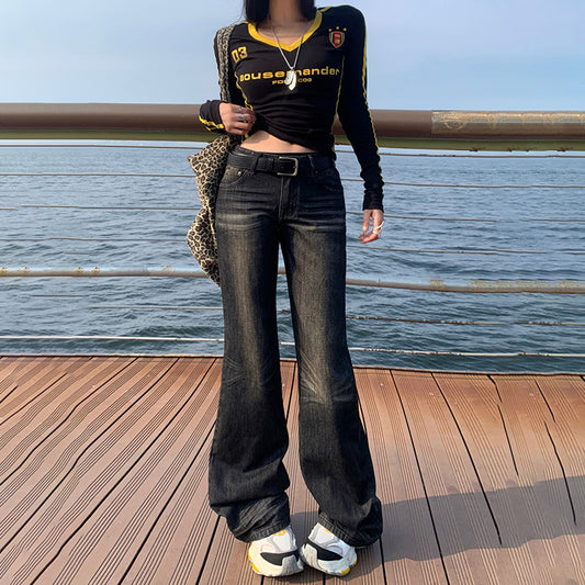 Low Waist Skinny Jeans New Straight Loose Wide Leg For Women's