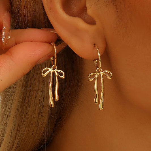 Metal Fashion Minimalist Bowknot Stud Earrings For Women's