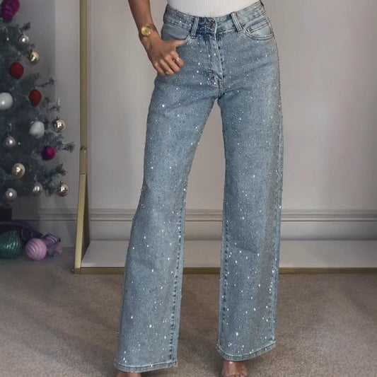 High-end High Waist Straight Personalized Hot Girl High Street Trousers For Women's