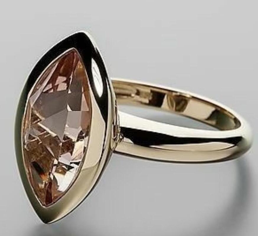 Elegant Marquise Cut Topaz Ring in Gold Setting Retro Simple And Exaggerated Unique Women Ring