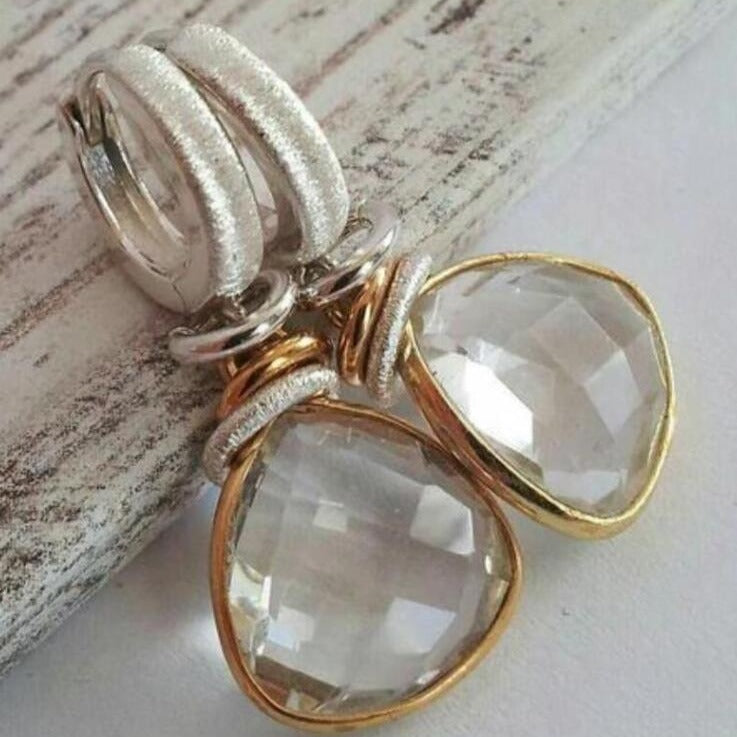 Fashion Geometry Pattern Heavy Industry Two-tone Brass Eardrops