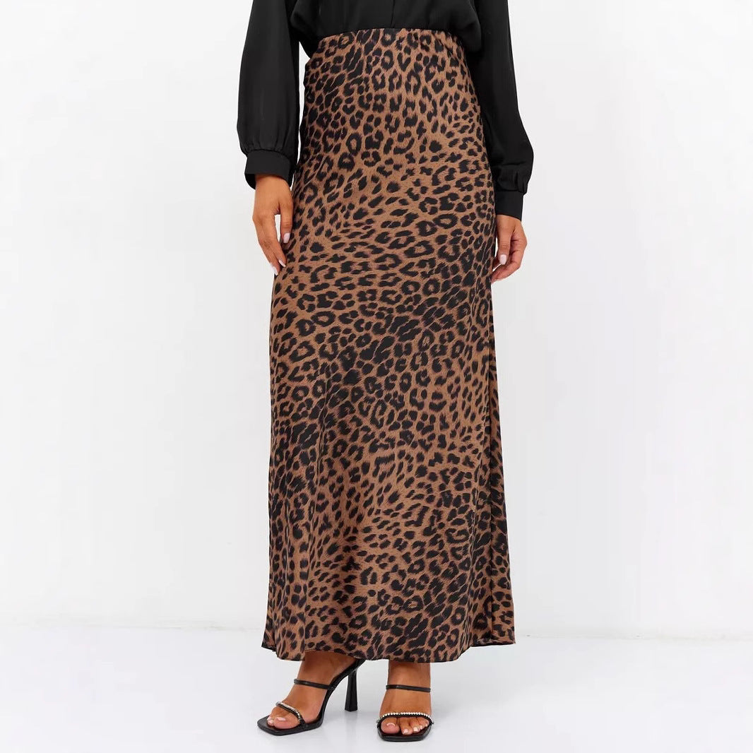 Leopard Fishtail High Waist Casual Skirt For Women's