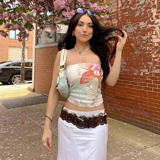 Girl's Younger Island Shell Flower Tube Top Vest For Women's