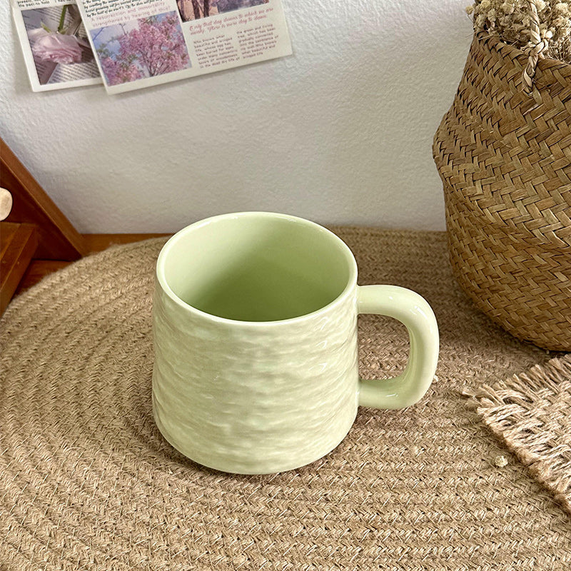 Textured Ceramic Mug & Spoon Gift Set with Bag Rock Textured Ceramic Coffee Niche Mug