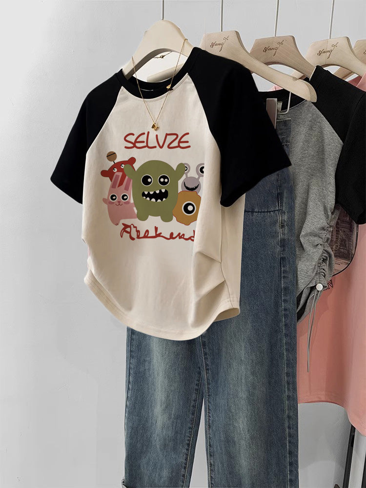 Retro New Gentle Sweet And Spicy Short T-shirt For Women's