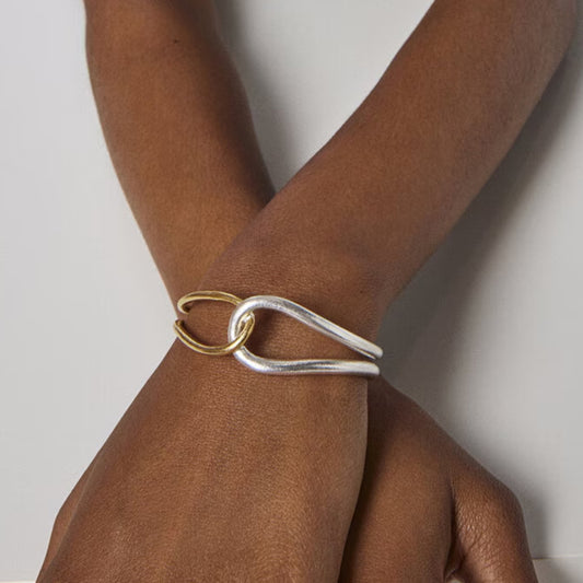 Noria Two Tone Gold Bangle Bracelet For Women's