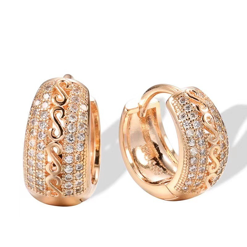 Luxurious Micro-Pave Crystal Eternity Ring & Hoop Set Diamond Hollow Ring Elegant And Elegant