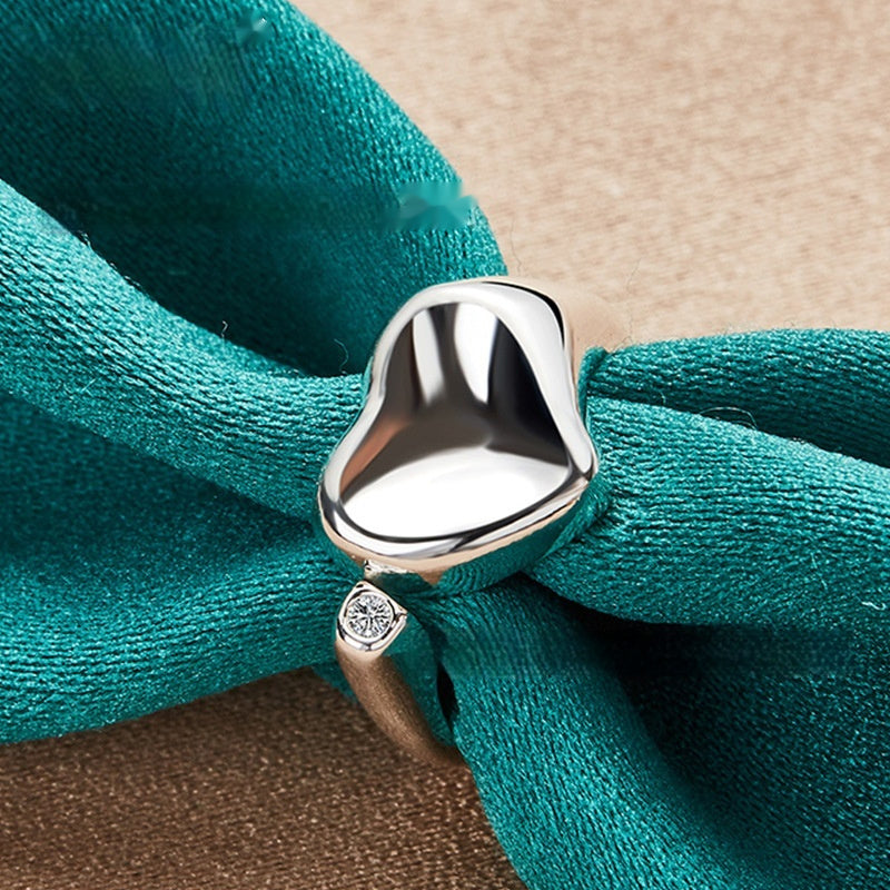 Unique Teardrop Design Sterling Silver Ring with Gemstone Silver Mouth Ring Women's Fashion Accessories Jewelry