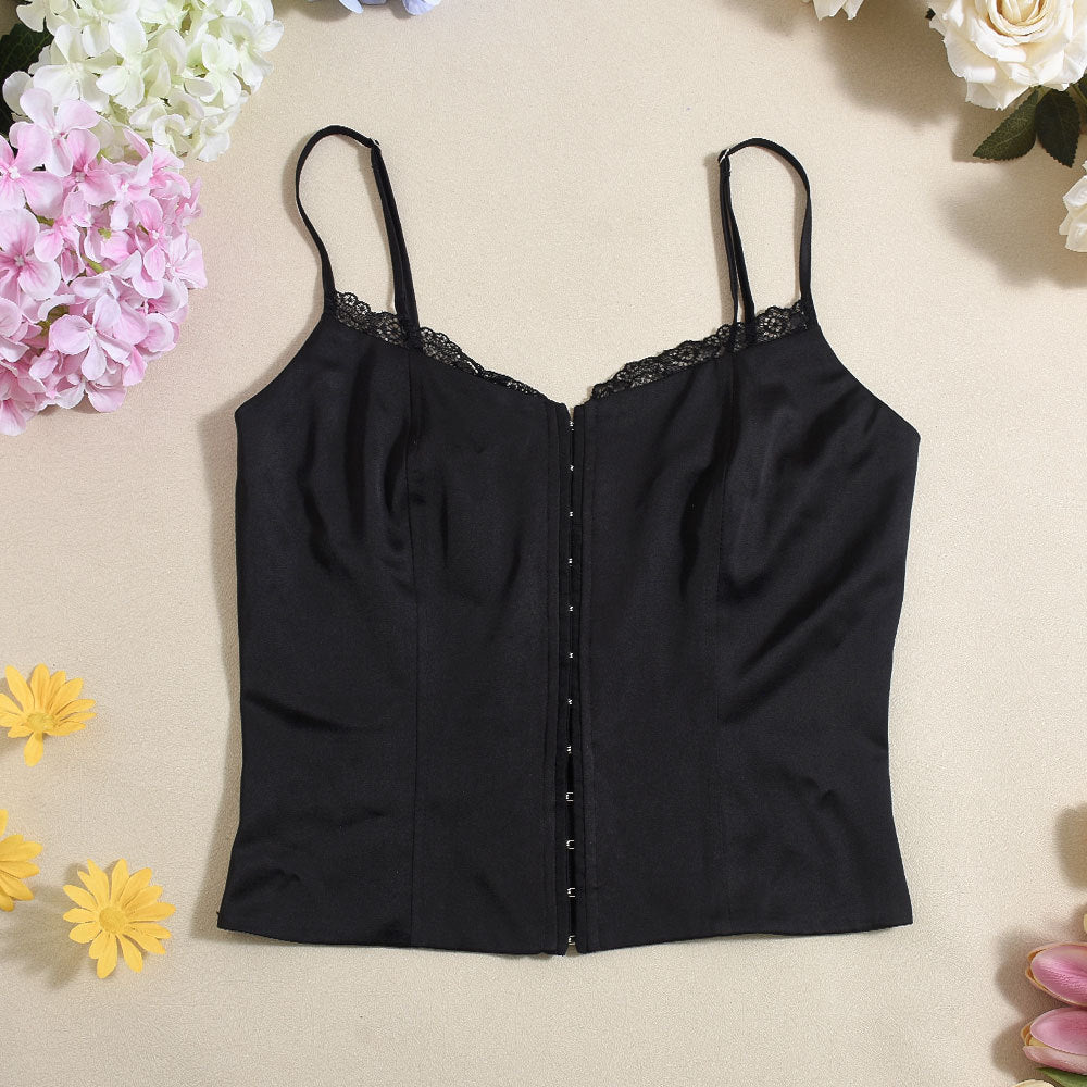 Cropped Hollow Sexy Adjustable Shoulder Strap Vest Women's