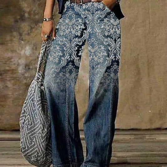Diagonal Cloth Jeans 3D Pattern Casual Jeans For Women's