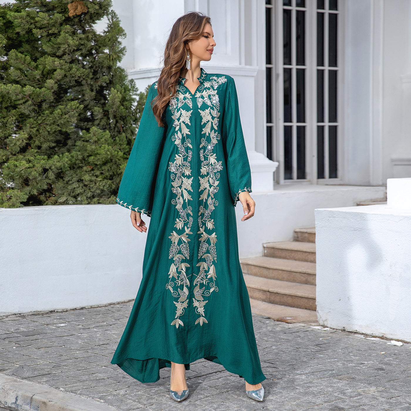 Modest Fashion Moroccan Inspired Jellabiya Dress Embroidered Dress Evening Dubai Women's Dress