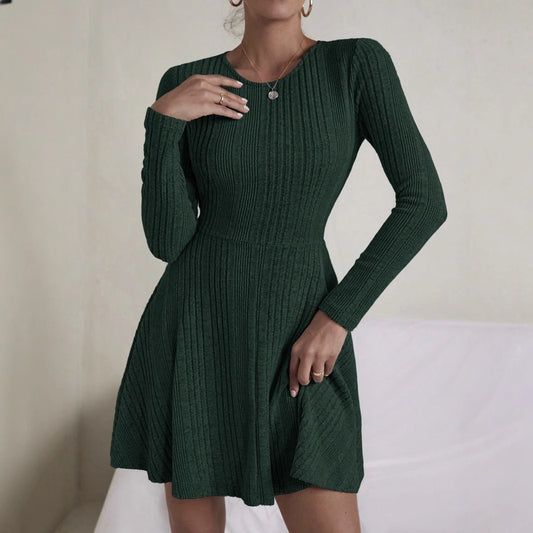 Elegant Rib Knitted Skirt Solid Color For Women's