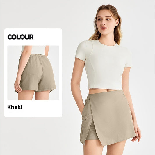 Fake Two-piece Sports Shorts Women's Outer Wear Slimming Anti-emptied Outdoor Mountaineering Front Skirt Rear Pants
