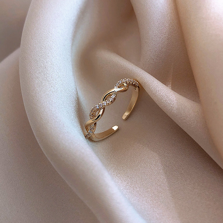 Woven Twist Net Celebrity Ring Women