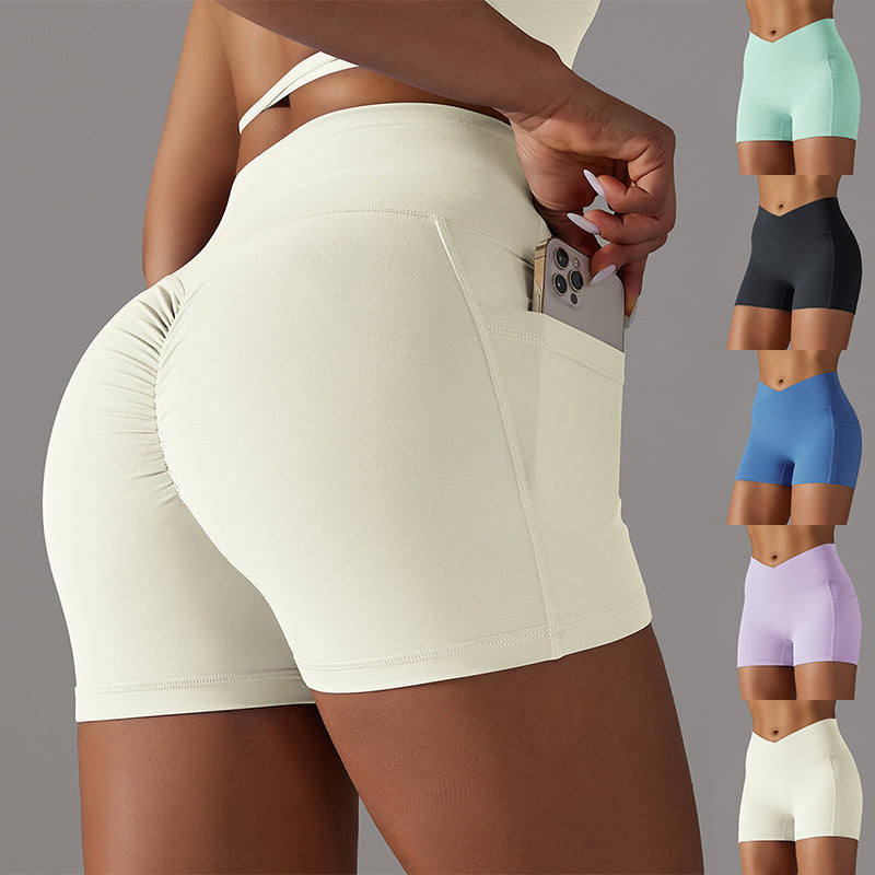 Sculpted Scrunch Shorts – Curve-Enhancing Fit with Pockets Yoga Shorts With Phone Pocket Design Fitness Sports Pants For Women Clothing