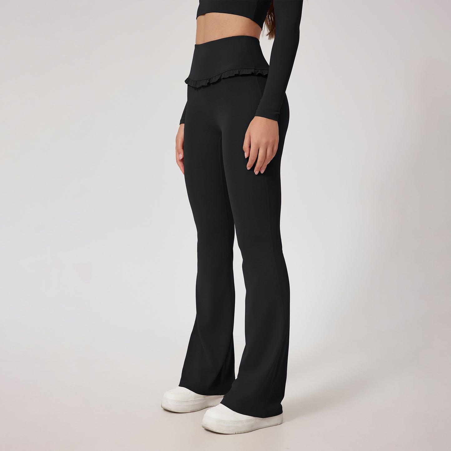 Flare & Flex Ruffle Pants – Sweet Details, Fierce Comfort High Waist Hip Lift Lace Nude Feel Yoga Pants Running Fitness