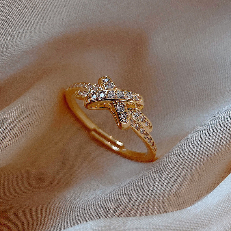 Woven Twist Net Celebrity Ring Women