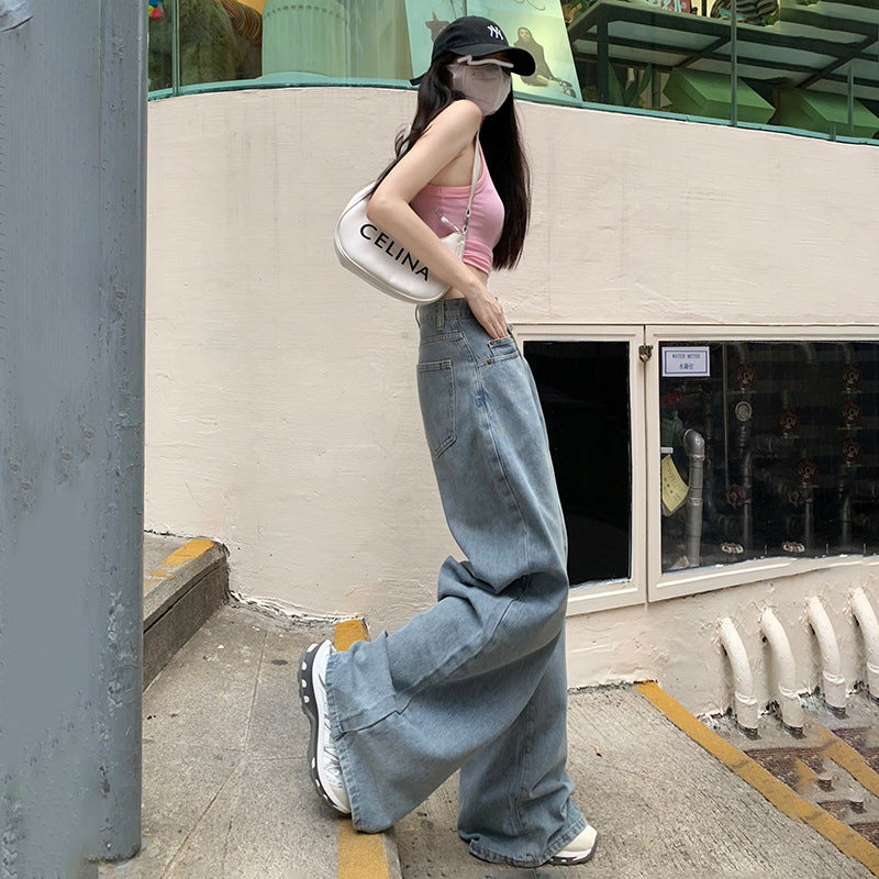 Casual Cool – Streetwise Wide-Leg Jeans Retro Washed Loose Wide Leg Jeans For Women