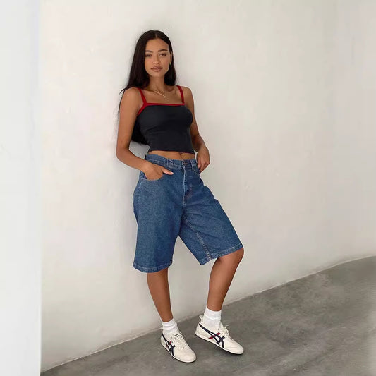 American Denim Shorts Bullet-free Fitted Figure Flattering Women's Pants
