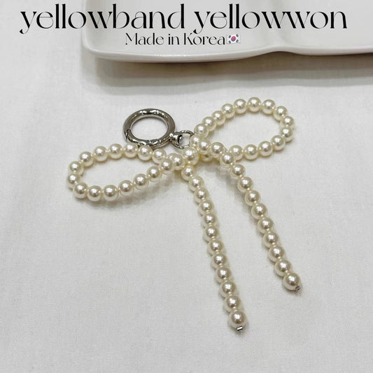 Chic Pearl Embellished Bow Accessory Charm Simple Ins Style Beaded Pearl Bowknot Bag Bag Charm Mobile Phone Charm