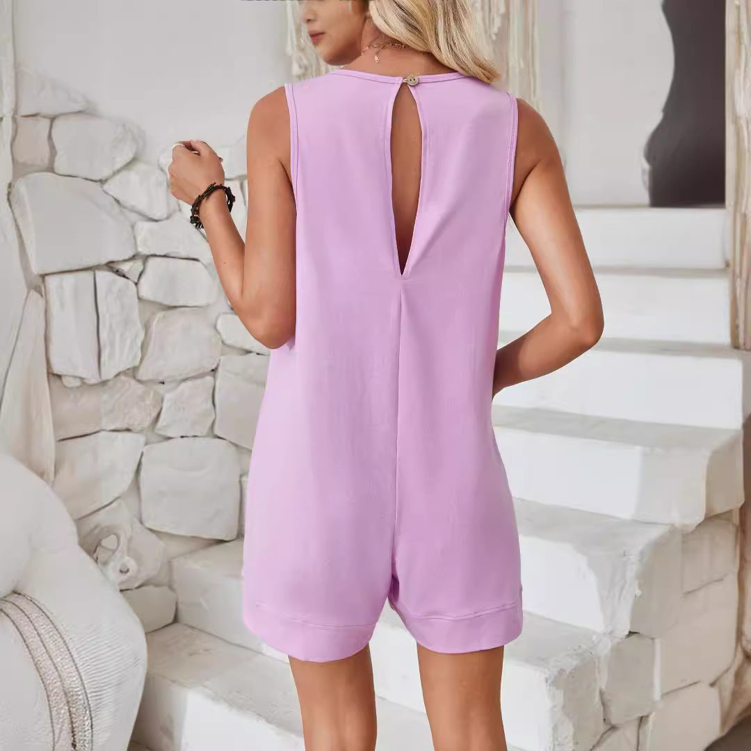 Sleeveless Shorts Jumpsuit With Pockets Fashion Beach Pants Summer Clothing