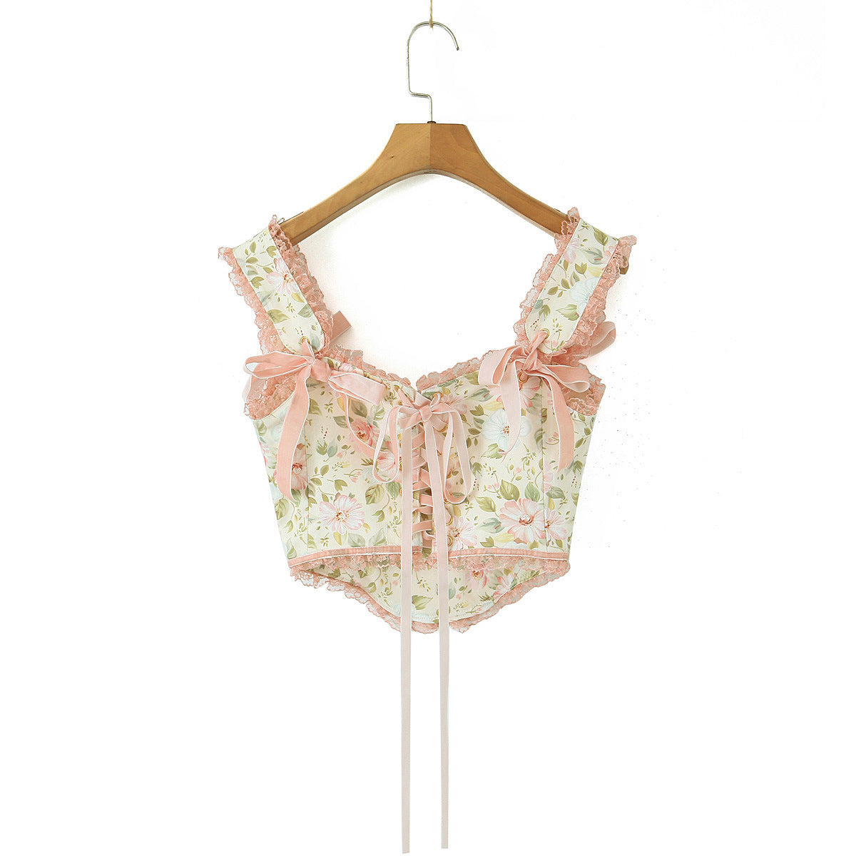 Sweet Printed Two-piece Women's Pure Lace Lace Lace-up Short Camisole Skirt