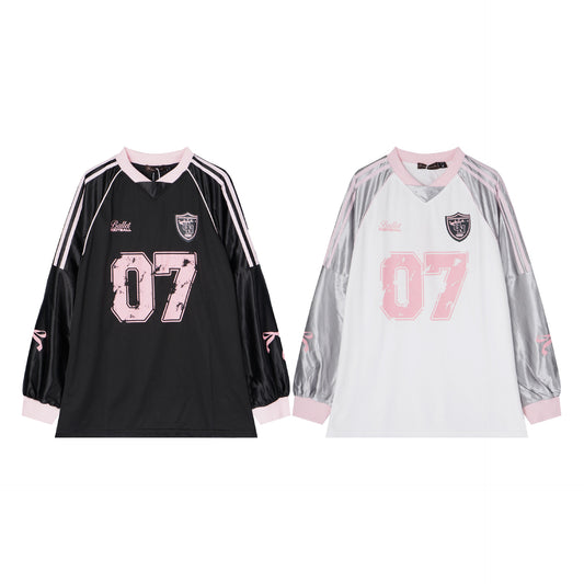 Casual Baseball Collar T-shirt In Contrast Color Women