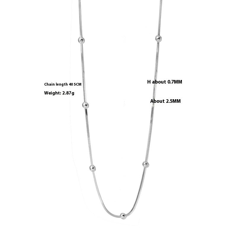 Elegant Everyday Tiny Bead Accent Necklace 925 Sterling Silver Necklace For Women Ball Chain Necklaces Snake Bones Chain Qingdao Ornament