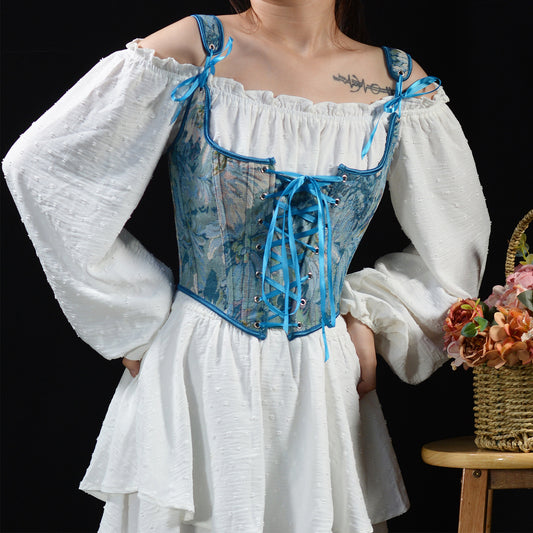 Fairy core / Princess Core Floral Over bust Corset Fashion French Strap Vest Women's Top