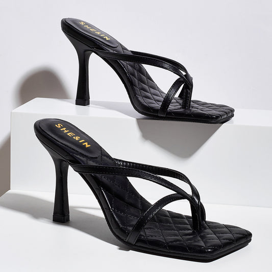 Modern Open Toe Heeled Flip-Flops Large Size Women Shoes Women Shoes Stiletto High Heels Fashion Sandals And Slippers