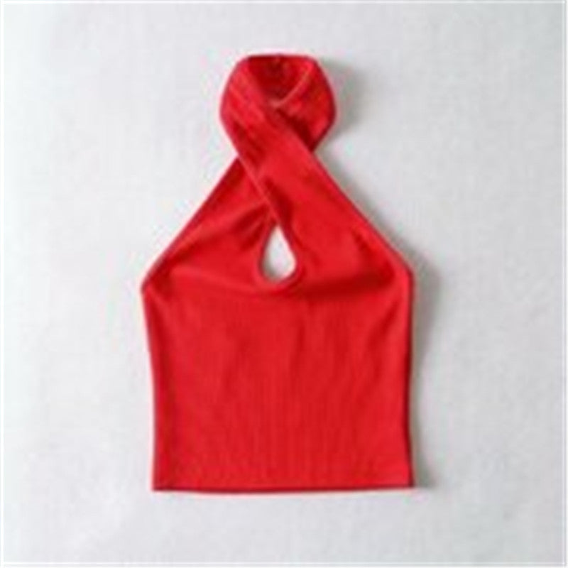 Hollow Hanging Neck Thread Slim Slimming Vest