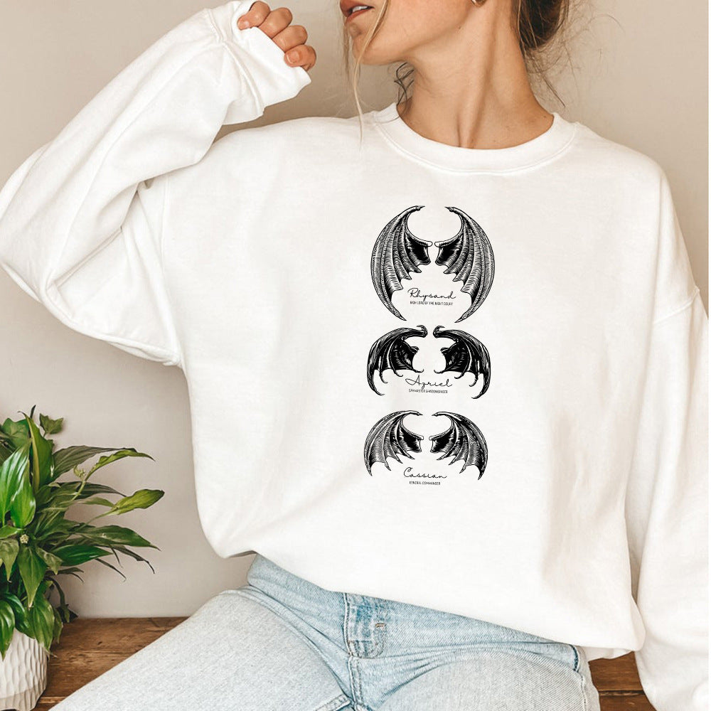 Mythical Creature Graphic Sweatshirt - Women Crewneck Pullover Night Shirt Thorns And Rose Court T-shirt