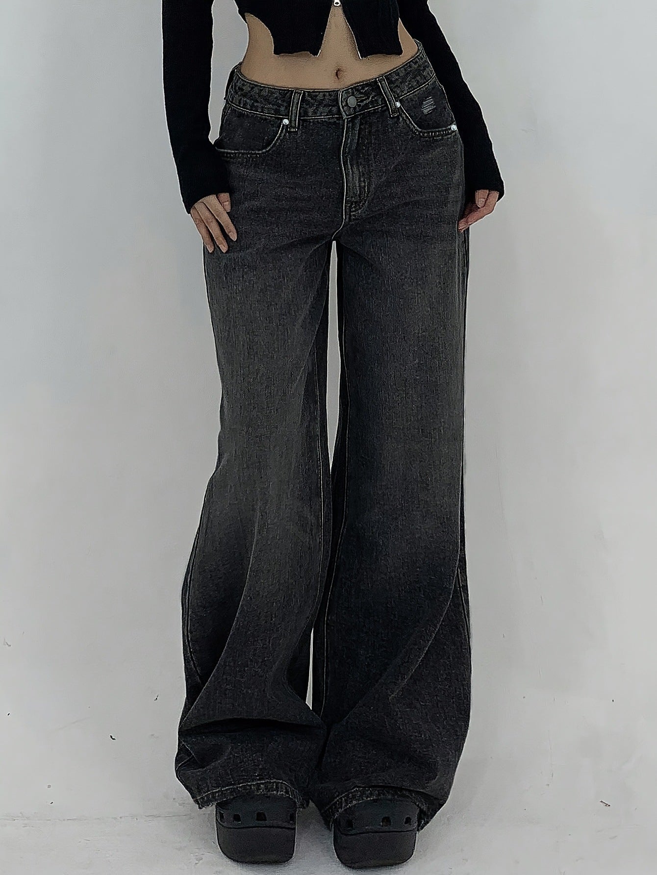 American Wide Leg Super Long Mop Jeans