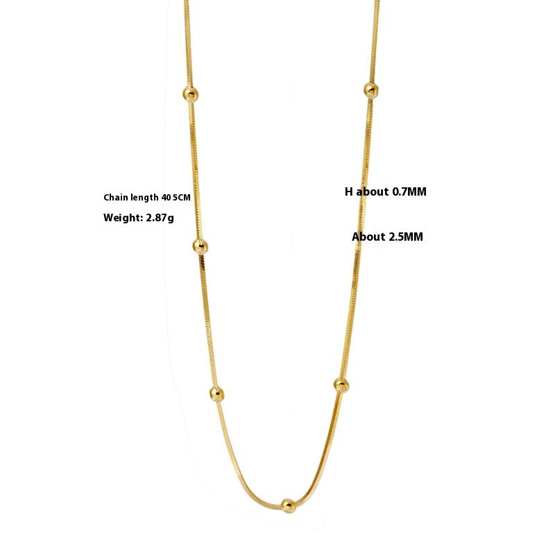 Elegant Everyday Tiny Bead Accent Necklace 925 Sterling Silver Necklace For Women Ball Chain Necklaces Snake Bones Chain Qingdao Ornament