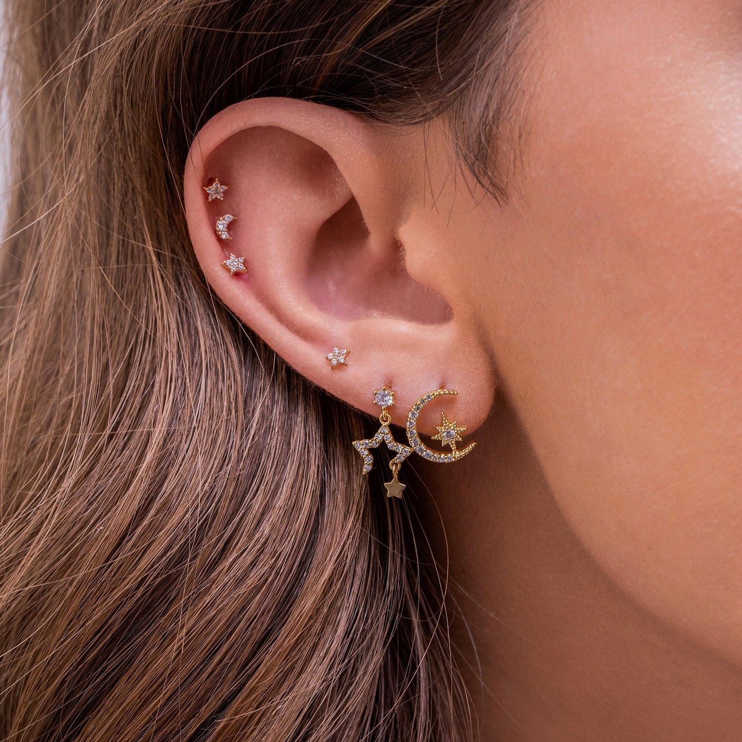 New Design Stainless Steel Cubic Zirconia Chain Hoop Earring