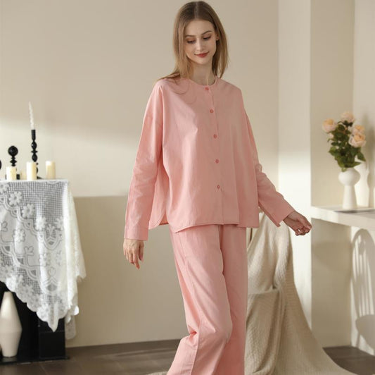 Soft & Cozy Solid Color Pajama Set Women's Korean-style Pajamas Simple Style Cute Sweet Long Sleeve