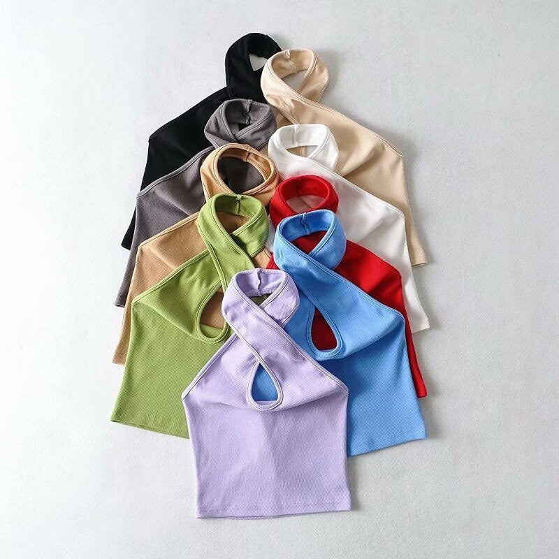 Hollow Hanging Neck Thread Slim Slimming Vest