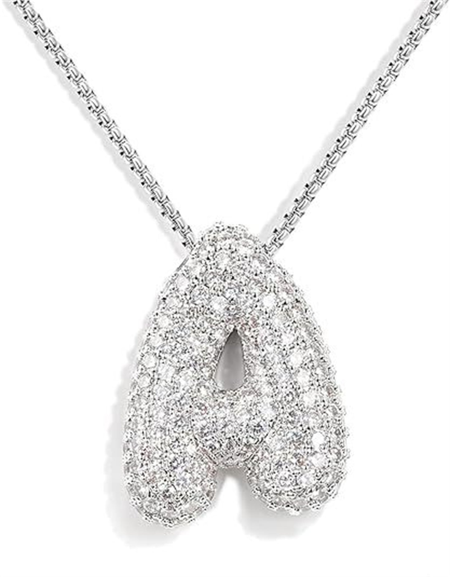 Custom Initial Necklace | Sparkle Alphabet Pendant Brass Zircon Balloon English Letter Necklace
