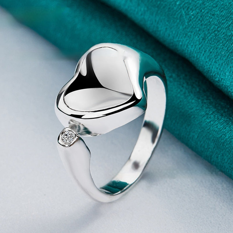 Unique Teardrop Design Sterling Silver Ring with Gemstone Silver Mouth Ring Women's Fashion Accessories Jewelry