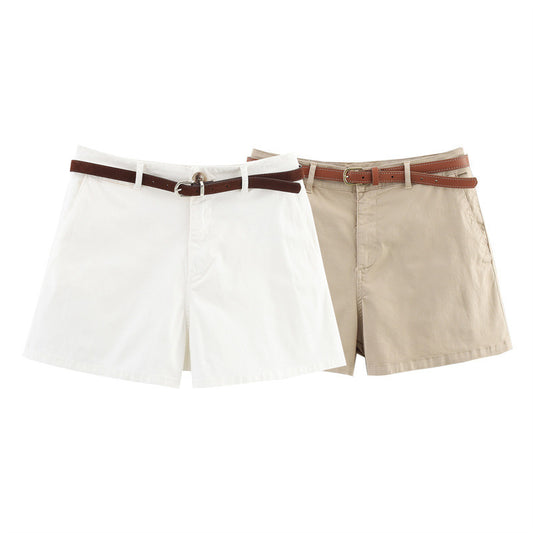 New Summer Design Sense Versatile Belt Casual Shorts