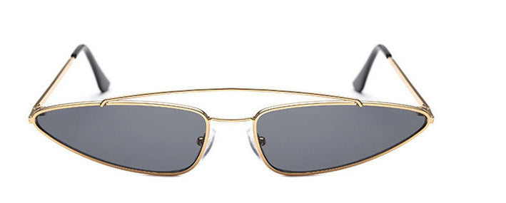 Retro Skinny Cat Eye Sunglasses New Double Metal Frame Vintage Sunglasses