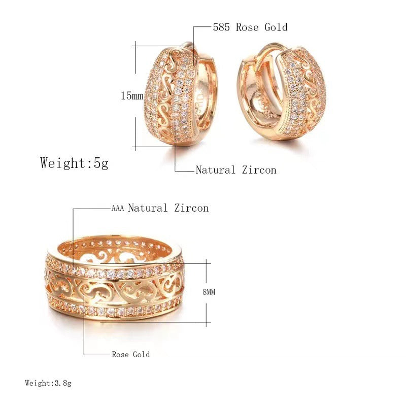 Luxurious Micro-Pave Crystal Eternity Ring & Hoop Set Diamond Hollow Ring Elegant And Elegant