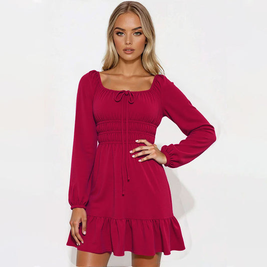 Simple Dress Square Collar Fashion Skirt For Women's