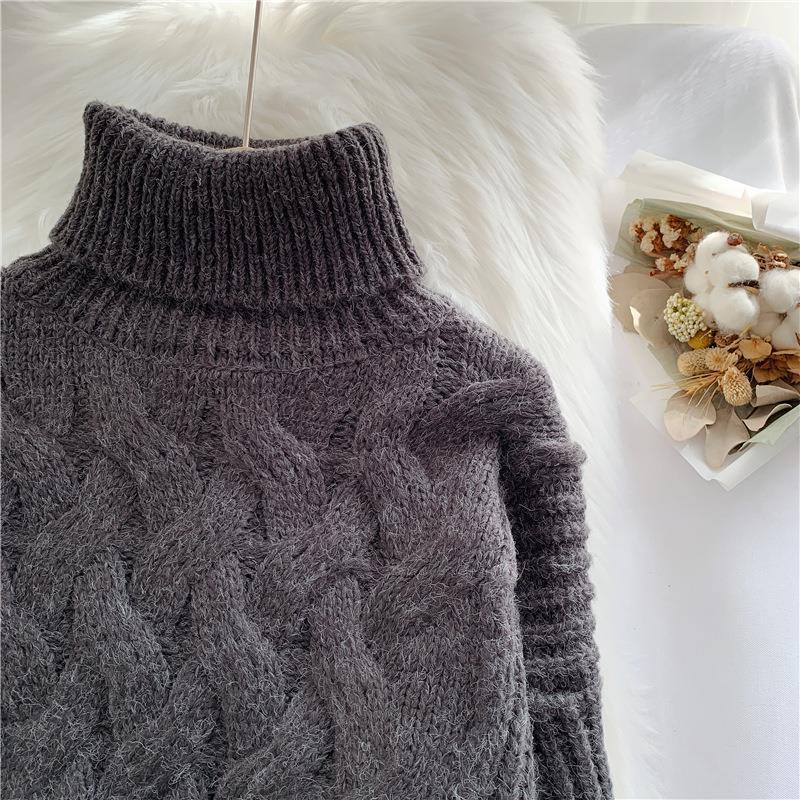 Turtleneck Twist Korean Retro Lazy Knit Pullover Top